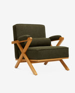Modern Wooden Lounge Chair with Wide Fabric Arms
